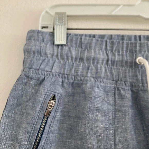 Athleta Cabo Linen Jogger Blue Beach Coastal Vacation Lagenlook Cruise Size 8 - Picture 4 of 11